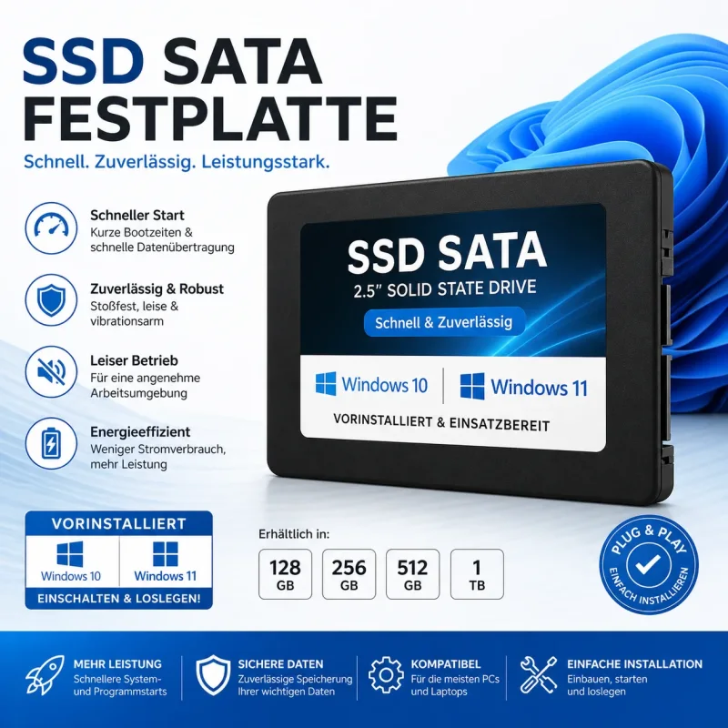 SATA SSD für Acer Aspire 3 A311-31 mit Windows 10 oder 11 vorinstalliert